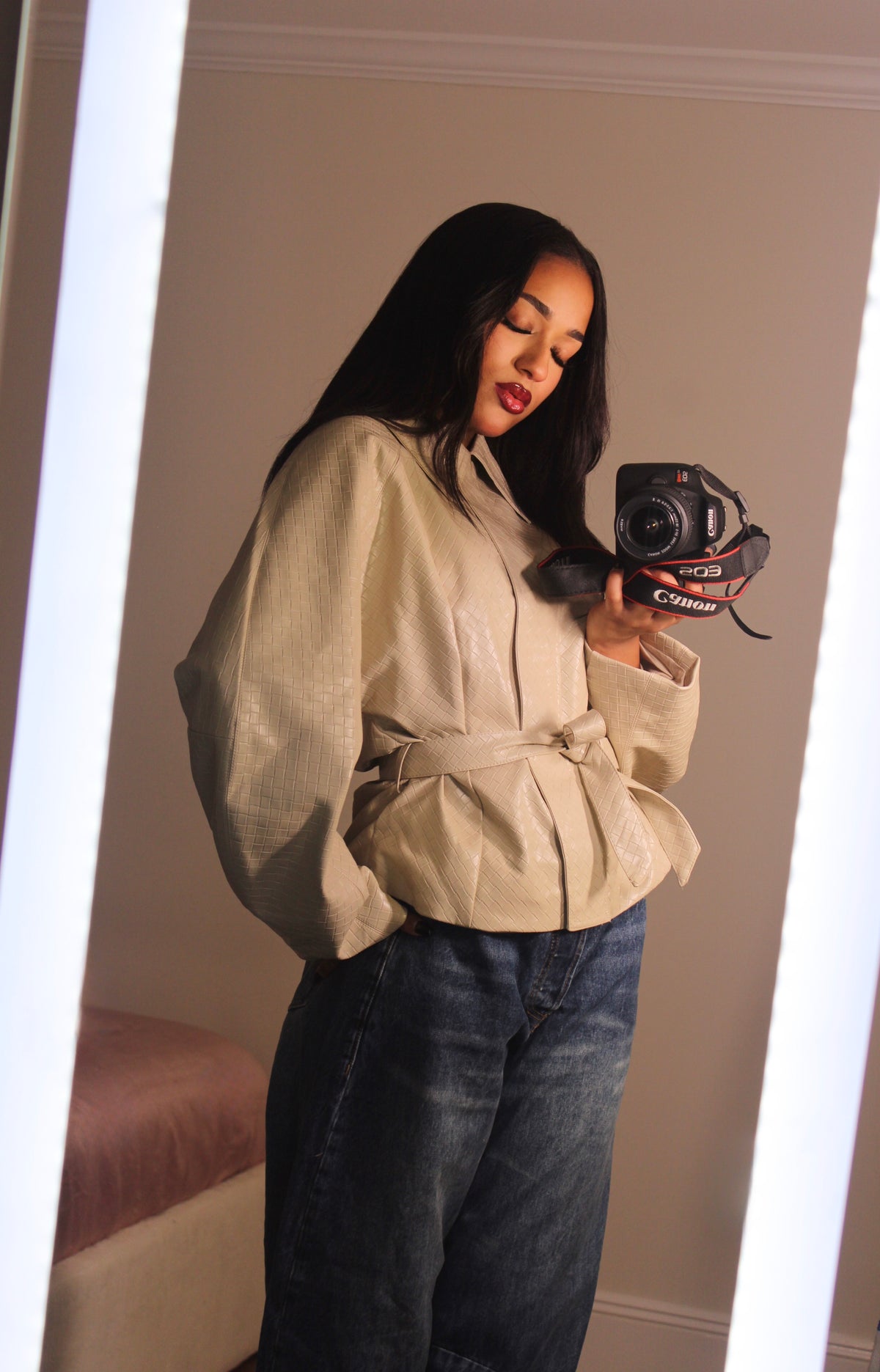 The Sienna Barrel Sleeve Leather Jacket