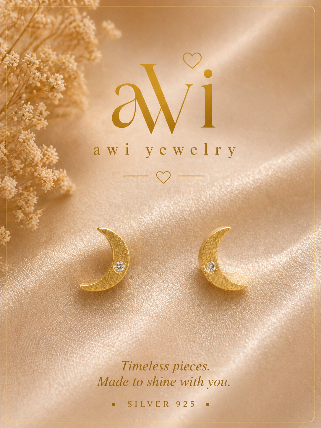 Golden Luna Spark Stud Earrings