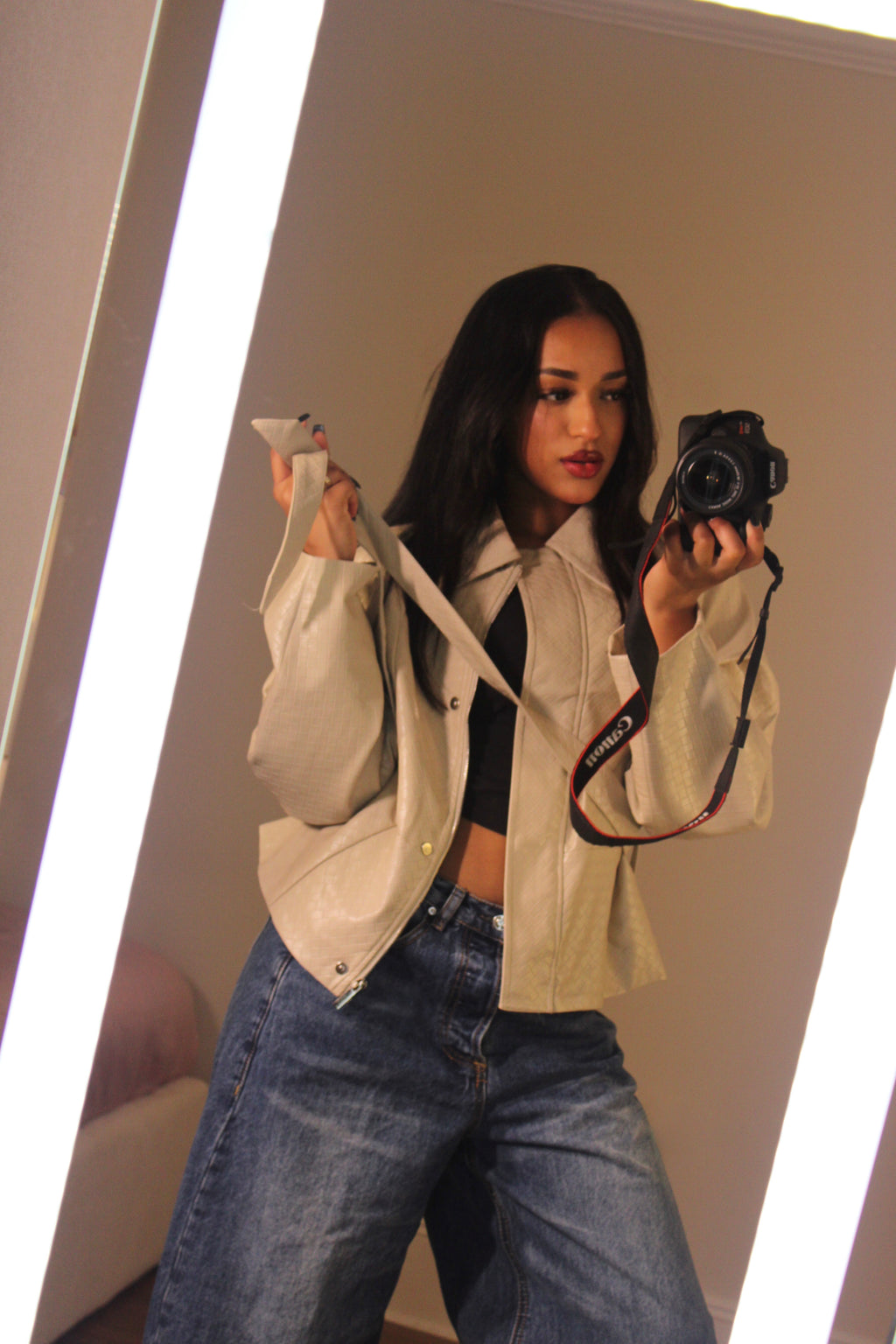 The Sienna Barrel Sleeve Leather Jacket
