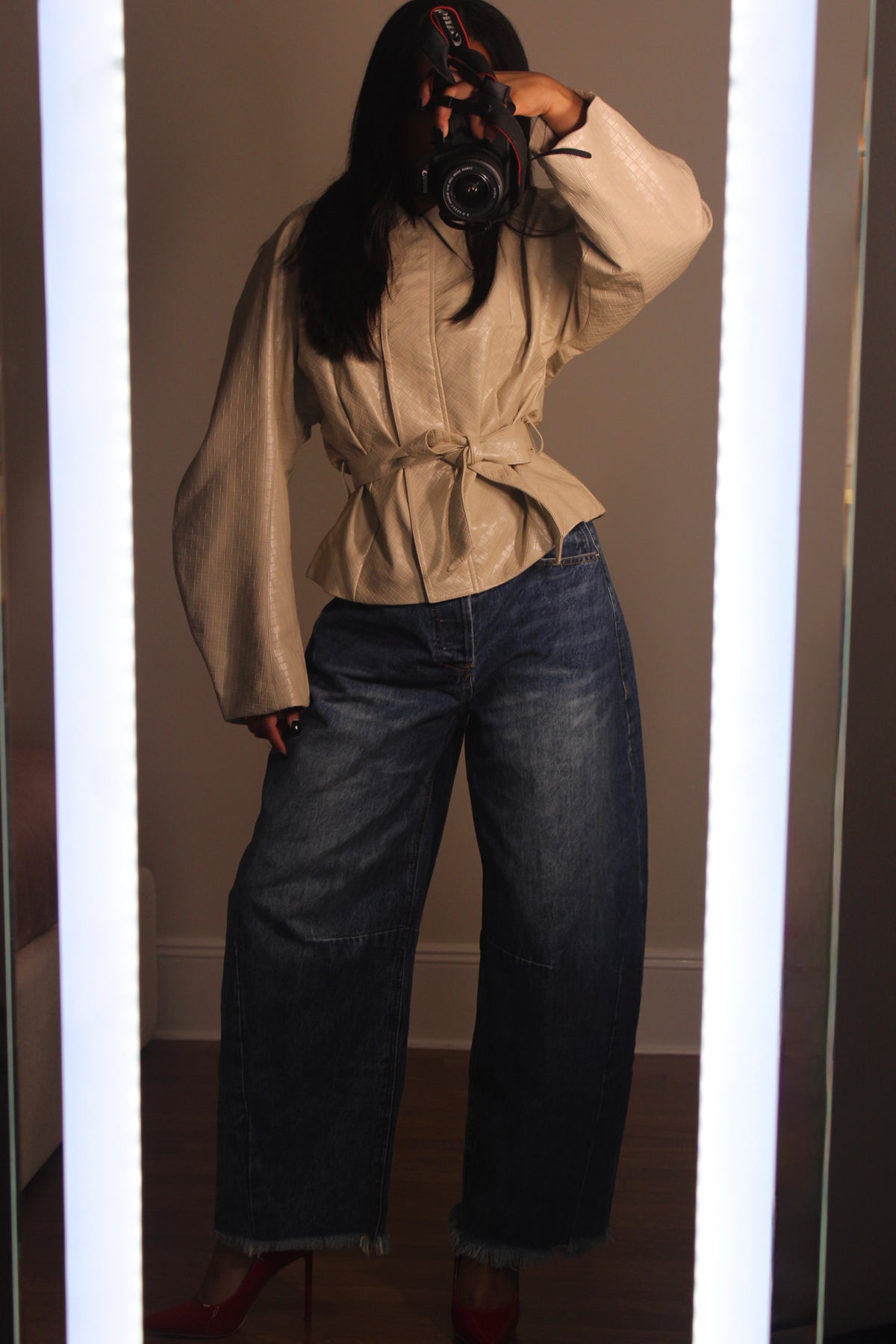 The Sienna Barrel Sleeve Leather Jacket