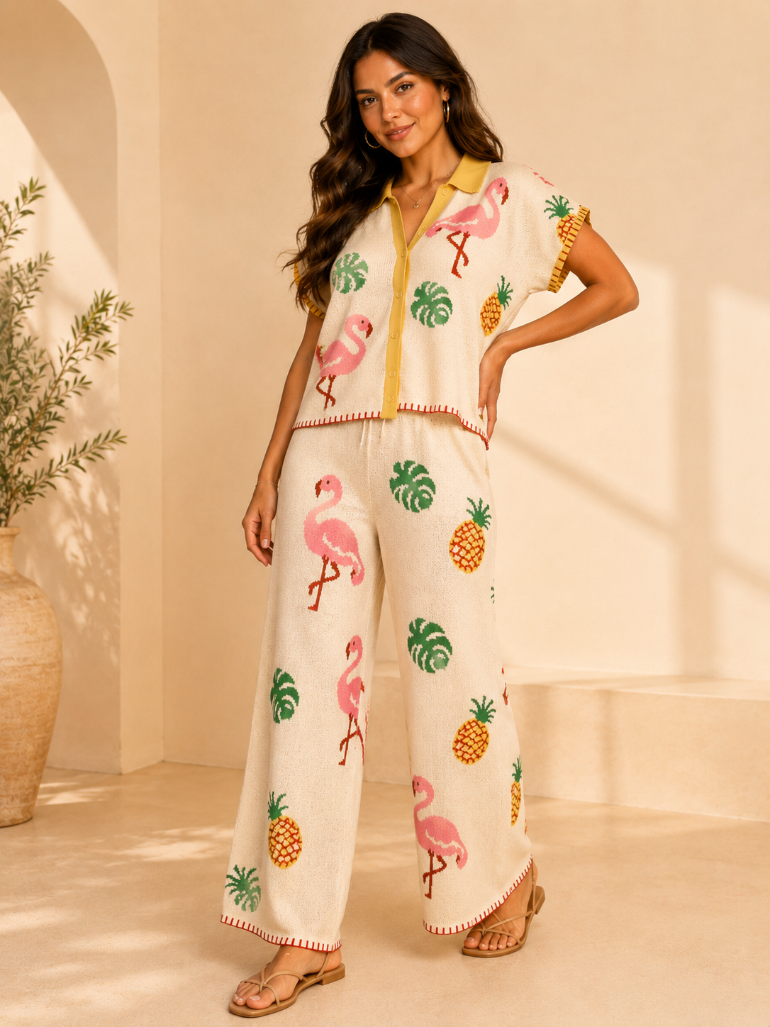 Tropical Flamingo Knit Set