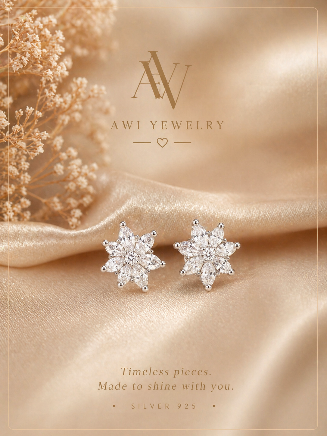 Crystal Bloom Stud Earrings