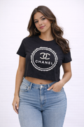 Pearl Luxe Logo Crop Tee