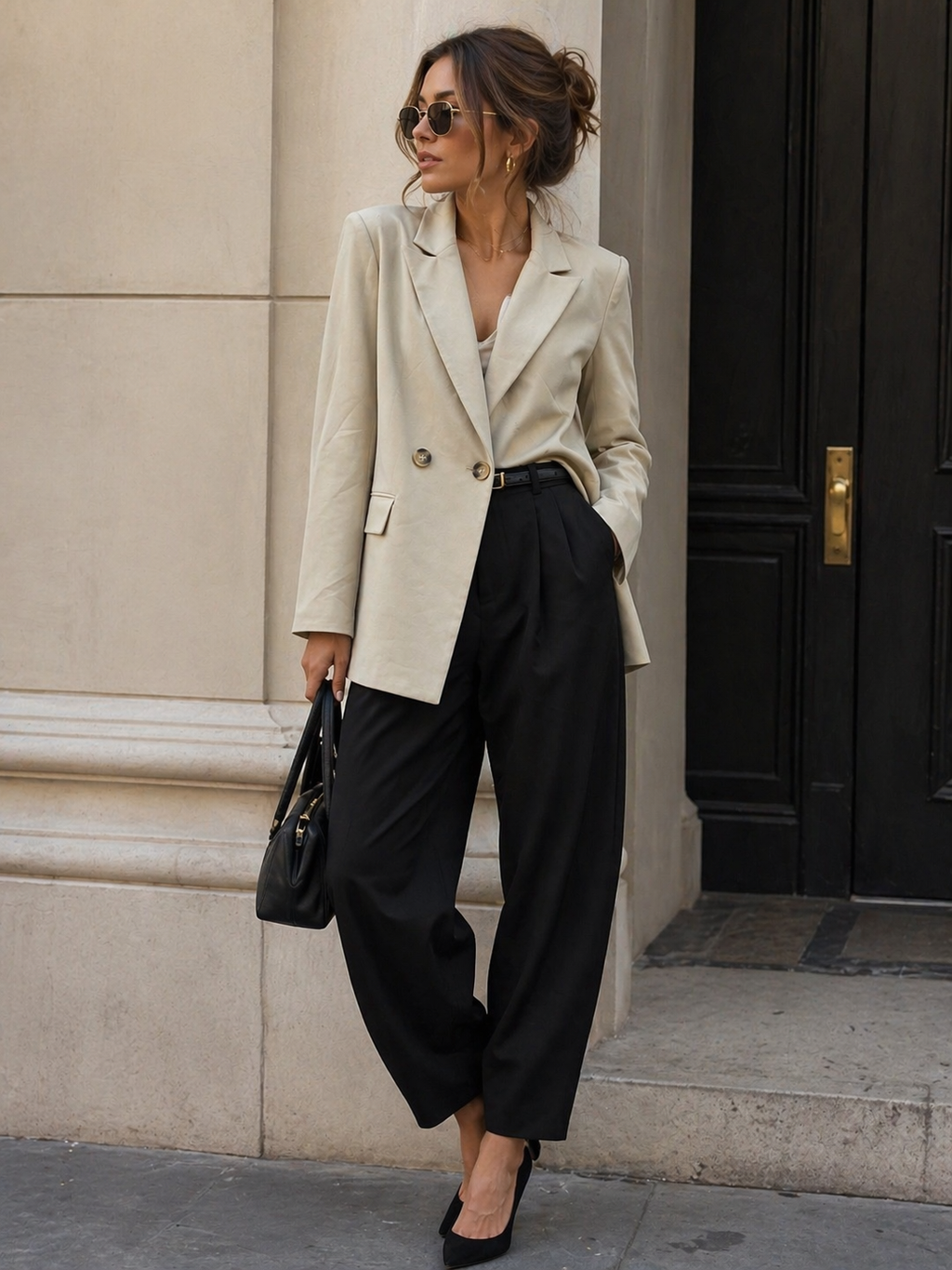 Chic Tailored Belted Blazer
