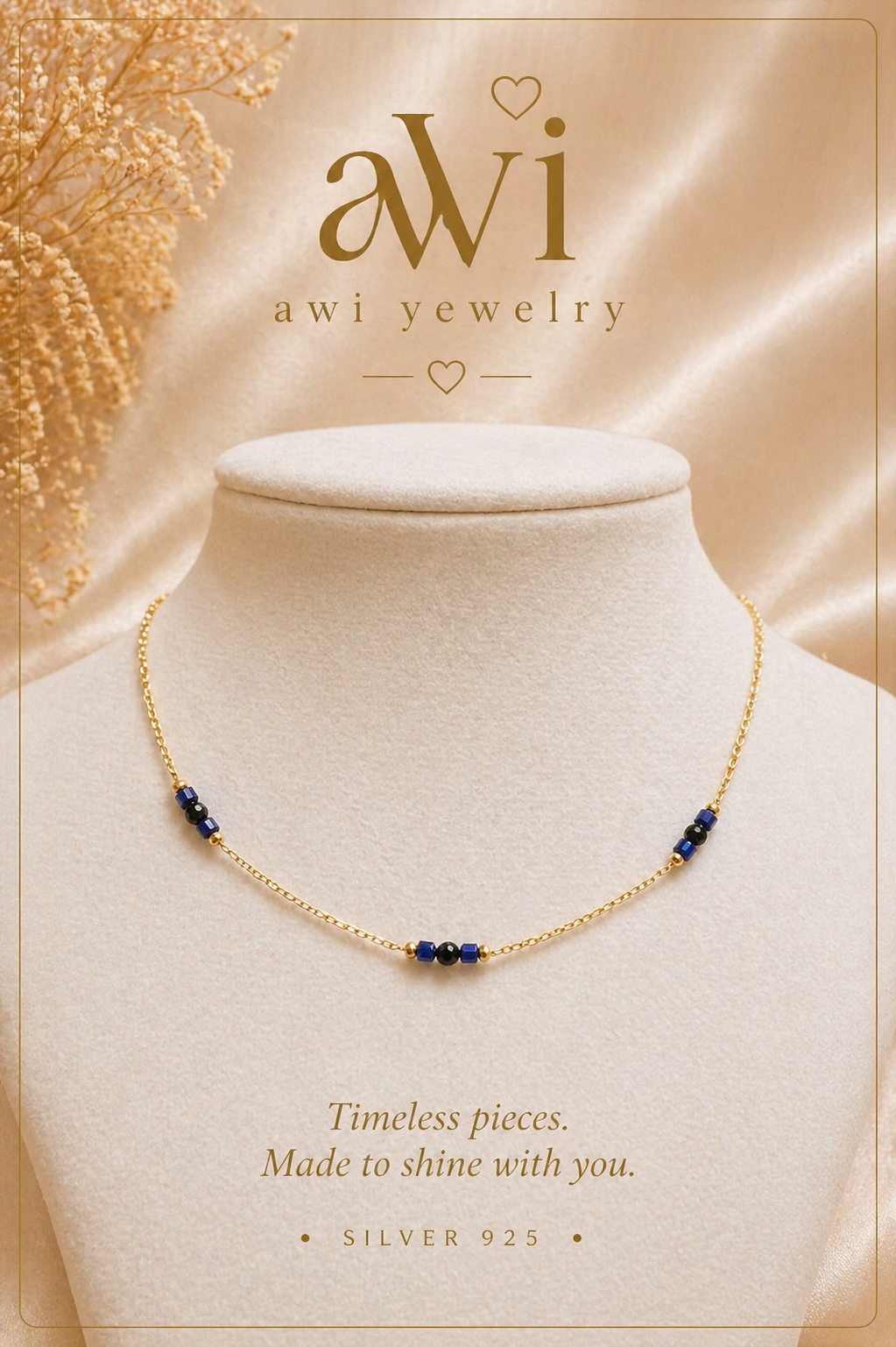 Midnight Beads Gold Chain