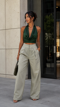 Olive Muse Pleated Barrel Pants