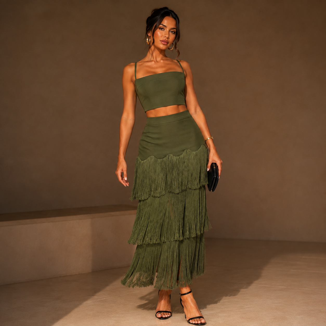Olive Allure Fringe Set