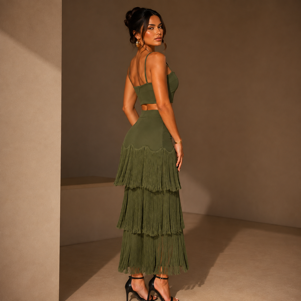 Olive Allure Fringe Set