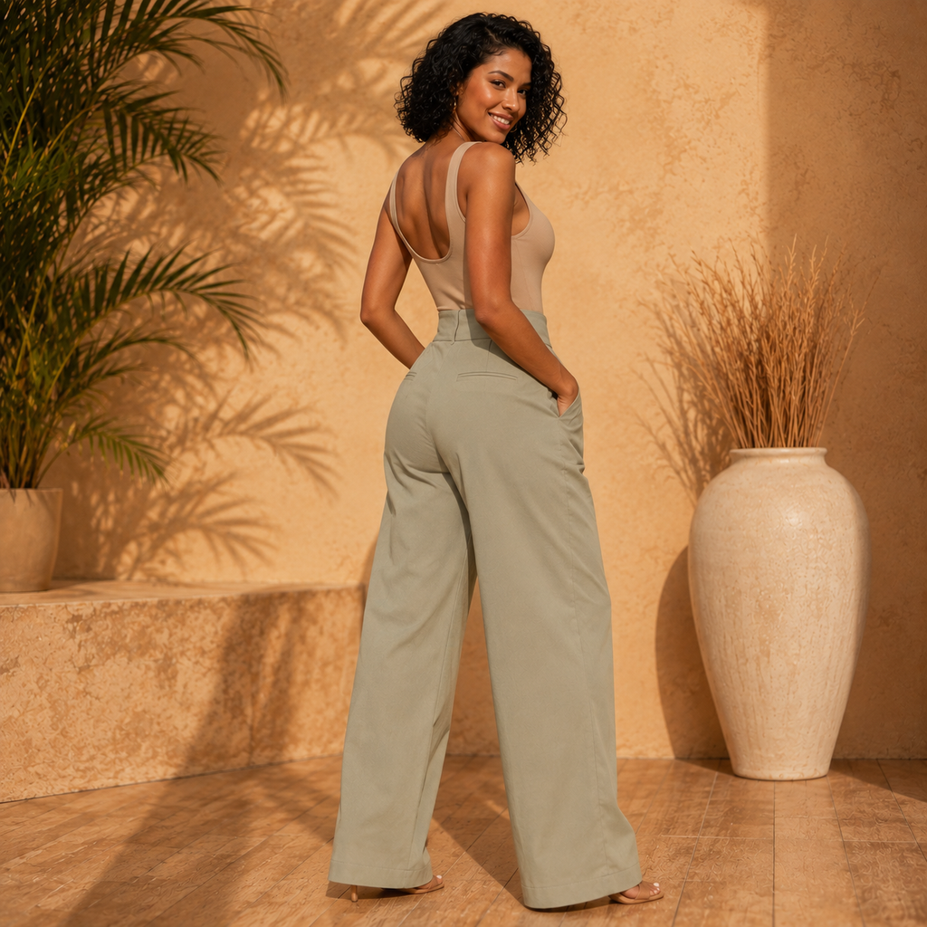 Sage Luxe Pleated Trousers