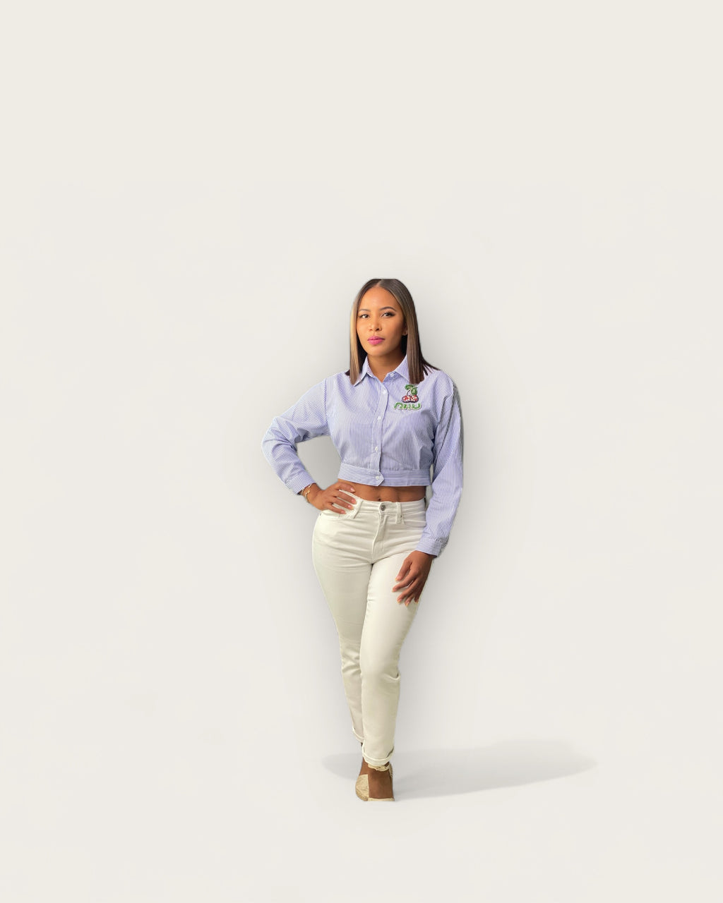 Cream High-Rise Skinny Jeans image 2