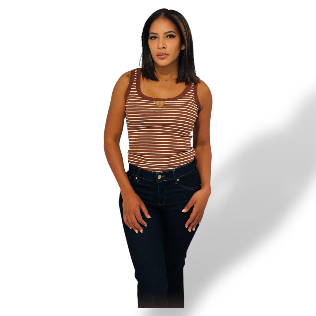 Sailor Chic Striped Tank - L, White Stripes image