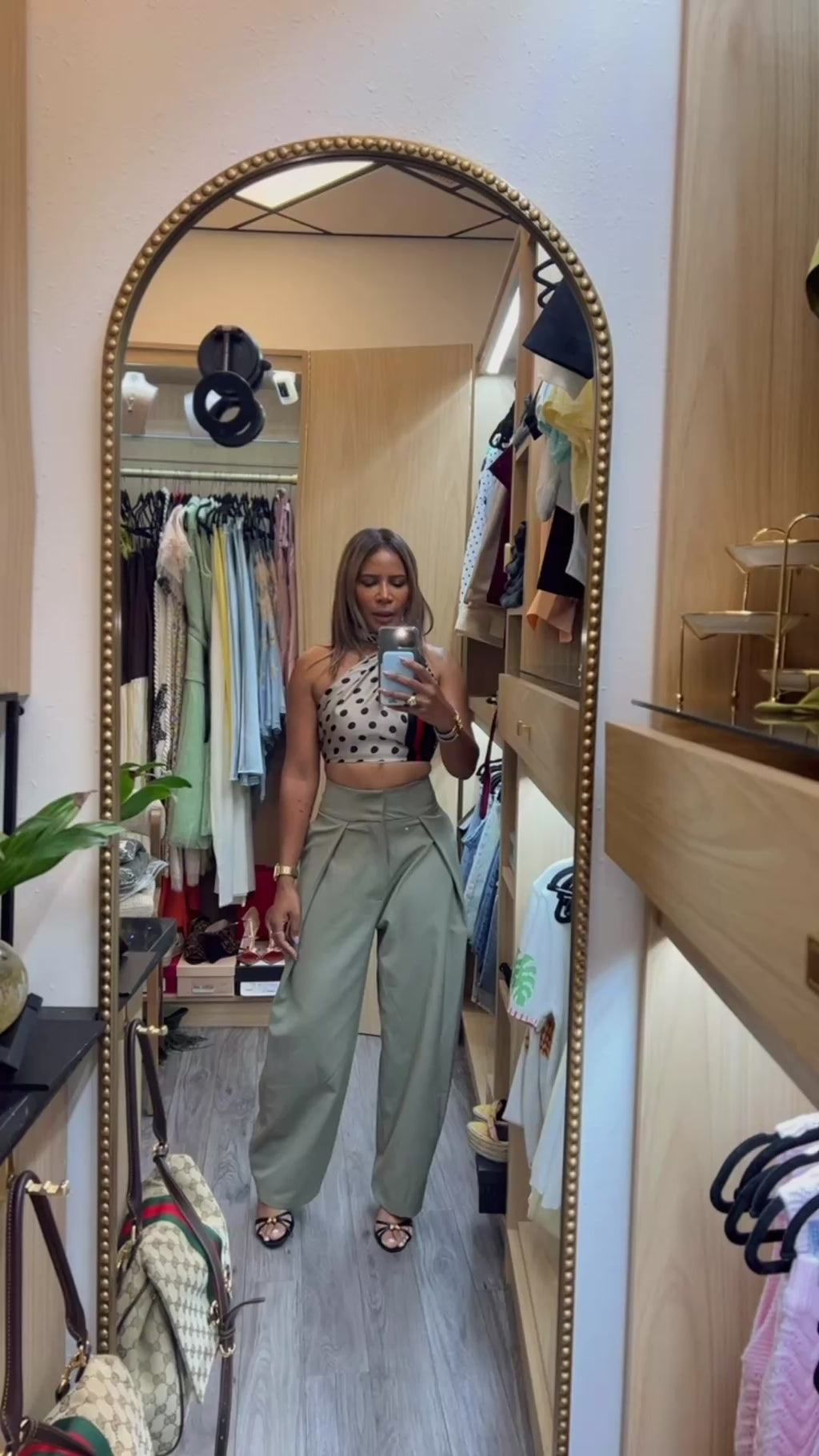 Olive Muse Pleated Barrel Pants