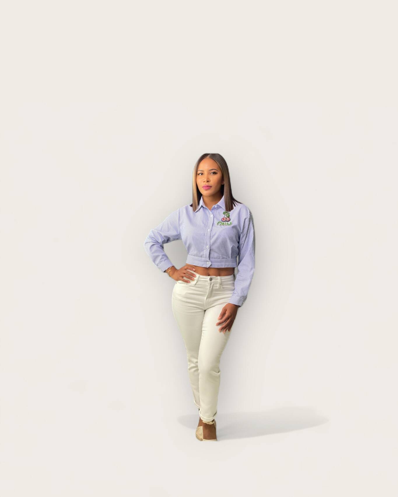 Cream High-Rise Skinny Jeans