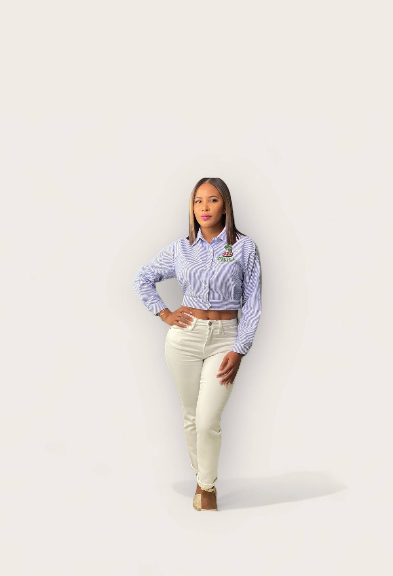 Cream High-Rise Skinny Jeans